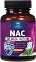 Suplemento NAC - 1200mg por serviço N-Acetil-L-Cisteína – Absorção Optimal Suporte imunológico com potentes antioxidantes - Suporte Respiratório e de Saúde do Fígado - Glúten Livre, Engarrafado nos EUA - 60 Cápsulas