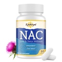 NAC Suplemento N-Acetil Cysteine □ Alta dose NAC 1000mg para Fígado Focado □ N-Acetil-L-Cisteína com Cardo de Leite e Glutationa □ Cápsulas NAC 90-Conta Vegan