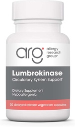 Grupo de Investigação de Alergia Suplemento Lumbrokinase - Apoio ao Sistema Circulatório, Suporta a circulação de sangue já na faixa normal - 30 cápsulas vegetarianas de libertação tardia