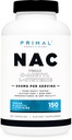 Primal N-Acetil L-Cysteine (NAC) 600mg, 150 Cápsulas - Vegan N-Acetil L-Cysteine Supplement, GMO-Free, Gluten-Free