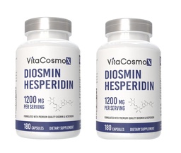 Diosmin Hesperidin 1200 mg Complexo, 180 Cápsulas, Citrus Bioflavonoids Rich Fruit Extract, 100% Vegetarian, Non-GMO & Gluten Free Diosmin Supplement with Max Strength - 2 Packs