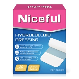 20 Bandagens de contagem de hidrocolóides 2" x 2", Vestido de ferida pequenas Bandagens de gel de hidrocolóide para feridas, Cama de cura de ferida Bandagem de ferida