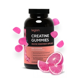 LEGION Creatina Gummies mono-hidratadas para homens e mulheres - Mastigações de Creatina Limpas para o ganho muscular, Melhorando Endurance & pós de recuperação do exercício - Creatina Suplemento para Absorção Máxima (Limonada rosa)