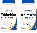 Nutricost Yohimbine HCl 5mg, 240 Cápsulas (2 Garrafas) - Dosagem extra - Sem glúten e Sem OGM