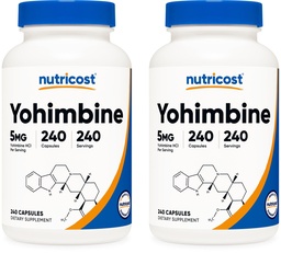 Nutricost Yohimbine HCl 5mg, 240 Cápsulas (2 Garrafas) - Dosagem extra - Sem glúten e Sem OGM