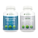 Glicenato de magnésio 400mg + Selenium 200mcg - Pacote Vegan - 270 Comprimidos e 365 Cápsulas - Made in USA