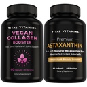 Vitaminas vitais Vegan Colágeno Booster 60 ct + Astaxantina 60 ct