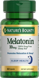 Melatonina da recompensa da natureza, 100% sem drogas Ajuda ao sono, Suplemento dietético, 10 mg, 60 contagem
