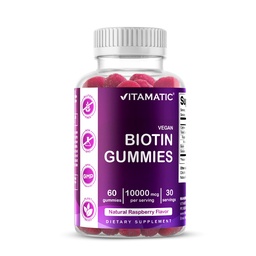 Vitamatic Biotin Gummies 10.000 mcg para cabelos mais fortes, pele & unhas - 60 Vegan Gummies - Também chamado vitamina B7 (1 garrafa)