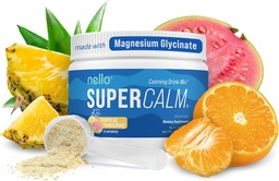 Nello Supercalm Powdered Drink Mix, Tangerina Tropical, L Theanina, Ksm-66 Ashwagandha, Glicinato de magnésio, Vitamina D 3, Suplementos para Relaxamento e Foco, Natural, Sem Açúcar, Não OGM, 30 Srvg