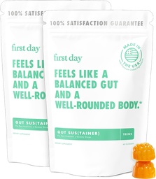 PRIMEIRO DIA Gut Sustainer Gut Gummies Tribiótico – 3-em-1 Prebiótico, Probiótico e Suplemento Postbiótico – Suporta Digestivo, Pele, Saúde Oral e Imune, Absorção Nutriente e Crescimento – 60-Dia de Fornecimento