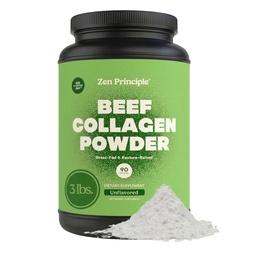 Princípio Zen Grass-Fed Aglomerado Hidrolisado Colágeno Peptídeos 3 lb. Pó de proteína anti-envelhecimento para cabelos saudáveis, pele e articulações. Paleo e Keto Friendly, OGM e Gluten Free, Pasture-raised Bovine.