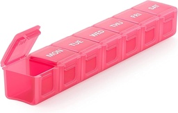 Sukuos Extra grande organizador semanal de pílulas, 7 dias caixa diária de pílulas Artrite amigável, Silkscreen Impresso Recipiente com tampa clara para vitaminas, óleo de peixe ou suplementos (rosa)