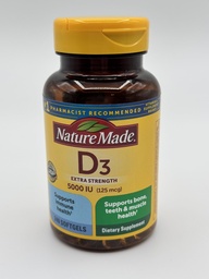 Natureza Made D3 Força extra 5000 UI 125mcg - 240 Softgels