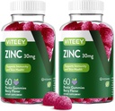 Viteey Zinc Gummies para homens e mulheres - Suplementos Zinc 30mg - Imune Boost & Skin Health - Vegan, Gluten Free - 120 Conde