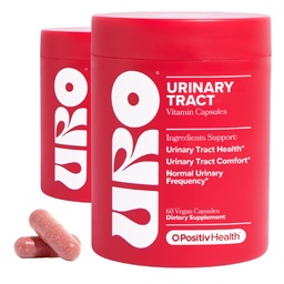 O Positiv URO Suplemento de Saúde Urinário para Mulheres, 60 Contagem (Pacote de 2) - Apoio urinário Vitaminas com Pacran Extrato de Amora Completo, D-Mannose, & Vitamina C - Vegan & Gluten-Free