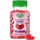 Vitaminas Gummy Beanz Biotin humana, Biotina de força máxima para cabelos, pele e unhas, 10.000mcg por serviço, Vitaminas de crescimento do cabelo para homens e mulheres, 120 Strawberry Blast Jelly Beans, Kosher