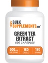 BulkSuplementos.com Green Tea Extract Cápsulas - Green Tea Supplement, Green Tea Extract 500mg, Green Tea Pills - Vegan & Gluten Grátis, 1 Cápsula por Serviço, 180 Veg Cápsulas (Pack of 1)