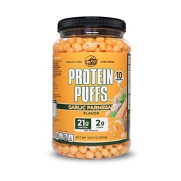 Puffs de proteína de picos gêmeos - (parmesão garlic), Keto Friendly, Snack baixo do carboidrato (300g, 21g de proteína, 2g de carboidratos líquidos, alta proteína, saudável crocante snack)