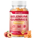 Suplemento de selênio para pastilhas de suporte da tireóide 200mcg como impulsionador de energia para mulheres e homens, sabor de pêssego (60 Conde (Pacote de 1))