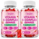 2 Pacote Vitamina B-Complex Gummies para Mulheres e Homens, Metil B12, B1, B2, B3, B5, B6, B7 & B9 - Complexo Vitamina B com Vitamina C Suporta Energia e Imune Função, Morango Flavor, 120 Contagem