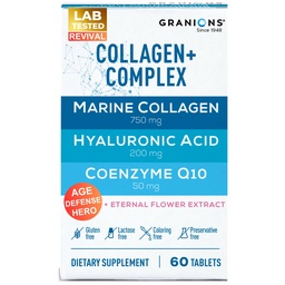 Complexo de Pílulas de Colágeno Marinho – 200mg Suplemento de Ácido Hialurônico, Coenzima Q10 CoQ10, Peptídeos de Colágeno Marinho Hidrolisado, Hidratação Eterna Flor, Suplementos de Defesa Idade - 60 Comprimidos Selados