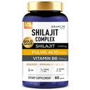 Granions Pure Shilajit para Homens Cápsulas - Suplemento de Ácido Fulvico, 1000mg Himalayan Shilajit com Vitamina B6 - Ultra Energia, Vitalidade e Apoio ao Cérebro para Homens e Mulheres Suplementos - 60 Cápsulas