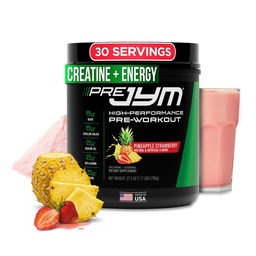 JYM Supplement Science Pré JYM Abacaxi Morango Pré Treino Pó para Homens e Mulheres, BCAAs, Nootrópicos, Creatina HCI, Citrulina, Beta-Alanina, Betaína, Taurina, Huperzina, 30 Servings