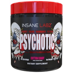 Insano Labz Psicótico, Alta Estimulante Pré Treino Pó, Energia Extrema Durante, Foco e Endurance com Beta Alanine, Creatina Mono-hidratado DMAE, 35 Srvgs (Cotton Candy)