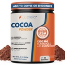 Alta Flavanol Cacau em pó, 1200mg Cacau Flavanols & Flavonoids, 30 Servings para apoiar a saúde do coração, fluxo de sangue e óxido nítrico, sabor de cacau escuro