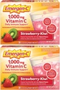 Emergen-C 1000mg Vitamina C em pó, morango sabor Kiwi, antioxidantes, vitaminas B e eletrólitos, suplementos de vitamina C para suporte imunológico, 30 contagem (Pacote de 2)