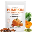 Cápsulas de óleo de semente de abóbora, 1000mg por serviço, prensado a frio, óleo virgem puro, ácidos gordos essenciais e fitoesteróis, não-GMO, fórmula sem glúten, 300 Softgels