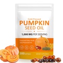 Cápsulas de óleo de semente de abóbora com serra Palmetto – 1.000 mg de pressão fria por serviço – suporte diário de bem-estar – rico em ácidos gordos essenciais & zinco – 300 Softgels