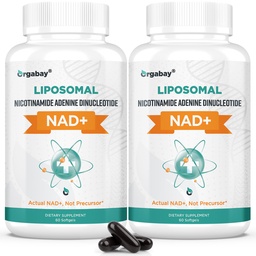 NAD lipossomal Orgabay+ Suplemento 500 mg, alta absorção, aumentar NAD+ com TMG 250 mg, NAD real Plus mais eficiente do que Nicotinamida Riboside, apoiar energia celular, envelhecimento saudável 120 Softgels