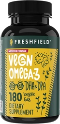 Vegan Omega 3 DHA: Óleo de algas, Mais Avaliado, Carrageenan Livre, Sustentável, Testado, Sem metais pesados, óleo de peixe Alt, Omega planta baseada. Suporta Coração, Cérebro, Saúde Conjunta p/DPA