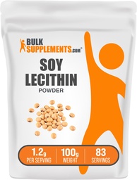 BulkSuplements.com Soja Lecitina em pó - Suplemento de lecitina, Suplemento Nutricional, Grau Alimentar - Gluten Free, 1.2g por serviço, 100g (3,5 oz) (Pacote de 1)