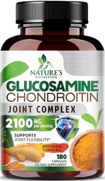 Glucosamina Condroitin MSM 2100mg Complex - Suplemento de suporte conjunto para Mobilidade Conjunta e Conforto Para Homens e Mulheres com Açafrão & Boswellia, Tripla Força Suplementos de Glucosamina - 180 Cápsulas