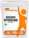 BulkSuplementos.com espirulina orgânica em pó - Superalimento, espirulina verde em pó, Suplemento de ervas - Vegan-Friendly, 3g por serviço, 500g (1,1 lbs) (Pacote de 1)