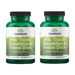 Leme de leite Swanson, Dandelion & Yellow Dock - Suplemento de suporte de ervas do fígado - Suplemento natural que ajuda a manter a saúde geral e bem-estar - (120 cápsulas) (2 embalagem)