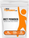 BulkSupplements.com MCT Powder - Triglicerídeos de cadeia média, de MCT Óleo de coco, MCT Pó de óleo - MCT Suplemento de Energia - Gluten Free, 10g por serviço, 250g (8,8 onças) (Pacote de 1)