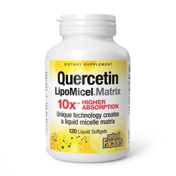 Factores naturais Quercetin LipoMicel Matrix - Suporta Saúde Imune e Saúde capilar - Suplemento de suporte antioxidante com Altamente Absorvível Quercetin - 120 Softgels (120 Servings)