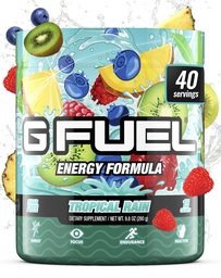 G Combustível Tropical Rain Energy Drink Powder, Mistura de cafeína pré-treino para jogos, Amino sem foco de açúcar, Vitamina + antioxidantes, 9.8 oz (Fruit Medley, 40 Servings)