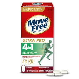 Mover grátis Ultra Pro com suporte conjunto ação quádruplo - Tipo 2 Colágeno MSM Fructoborato de cálcio e manganês - Suporta tecido conjuntivo ósseo de Cartiliagem Conectiva, 120 comprimidos (30 porções)