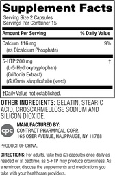 Esplendor da Terra 5-HTP Suplemento para homens e mulheres, sem conservantes artificiais cor ou sabor não-GMO 100 MG