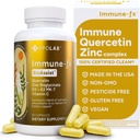 Immune-fxTM avançado quelatado Zinco Ionophore Imune Suporte e suplemento de saúde alergia, Quercetin 500mg, Antioxidante vitamina C, D3, K2 MK7, Promove DNA, coração, pulmão, saúde sinusal, 60 cápsulas Vegan