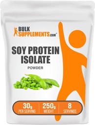 BulkSupplements.com Soja proteína isolate pó - Vegan proteína em pó, sem sabor - Puro e sem glúten, 30g por serviço, 250g (8.8 oz) (Pack of 1)