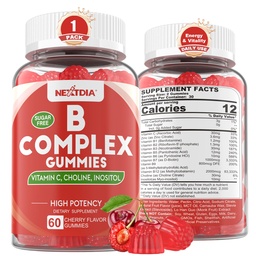 Vitamina B Complex Gummies, Vegan Vitamina B Gummies com 2000 mcg Methyl B12, Folato de metilo □ Plus Colina + Inositol, Vitamina C + Zinco para Suporta Energia, Humidade, Imune, Cabelo Saudável, Pele - 60 Cts