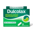 Supositórios medicamentosos estimulantes de Dulcolax, alívio previsível e eficaz da constipação, 10 mg de bisacodyl, 28 contagens, laxantes estimulantes