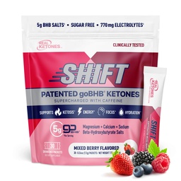 Cetonas reais BHB Cetonas exógenas Drink Mix Packets Keto Electrolytes Powder Packets No Sugar with 4 Main Fasting Electrolytes Plus Hydrating Patented Keto BHB - 30 Count Mixed Berry Caffeine