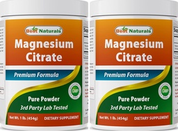 Melhor Natural Citrato de magnésio em pó 1 Libra (1 LB (Pacote de 2))